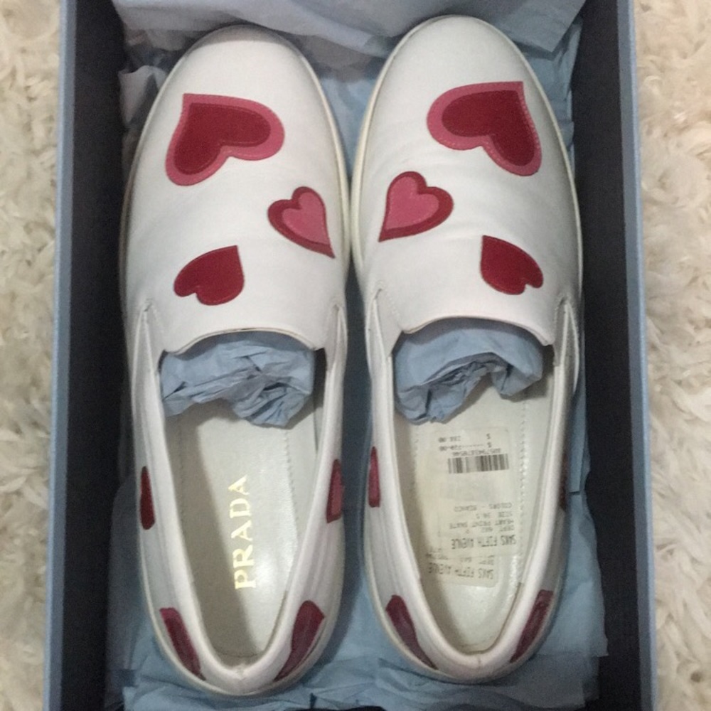Authentic Prada Slip On Heart Shoes